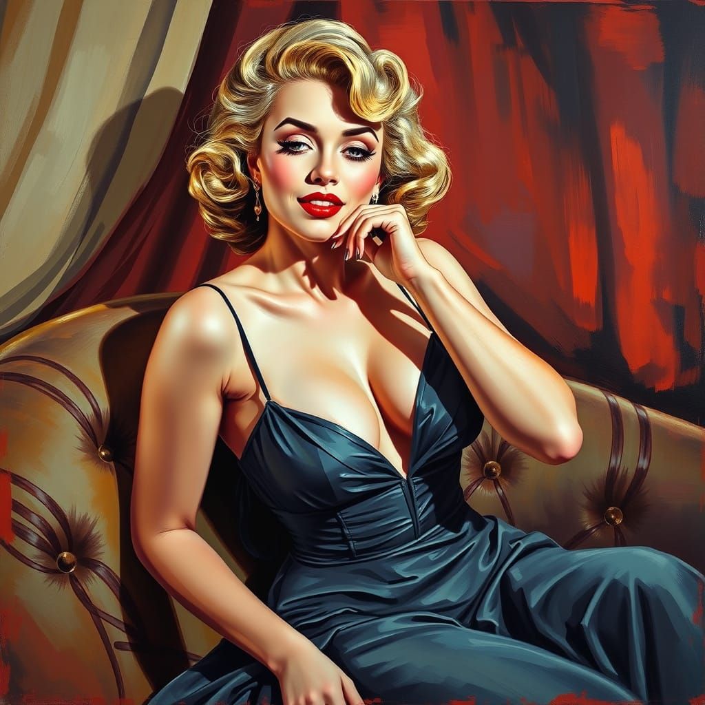 Sensual Pinup Goddess in Classic Hollywood Glamour