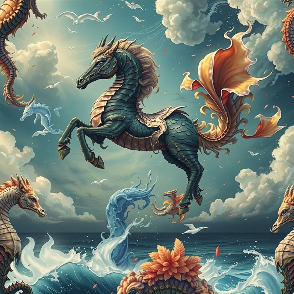 Flying Seahorse: Surreal Digital Art