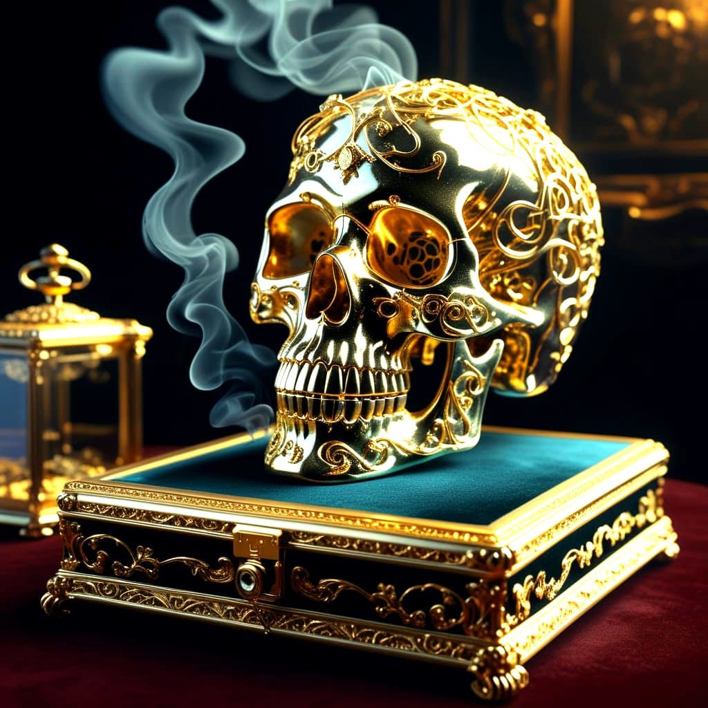 Skull crystal Close up shot. Digital art in the style of Sal...