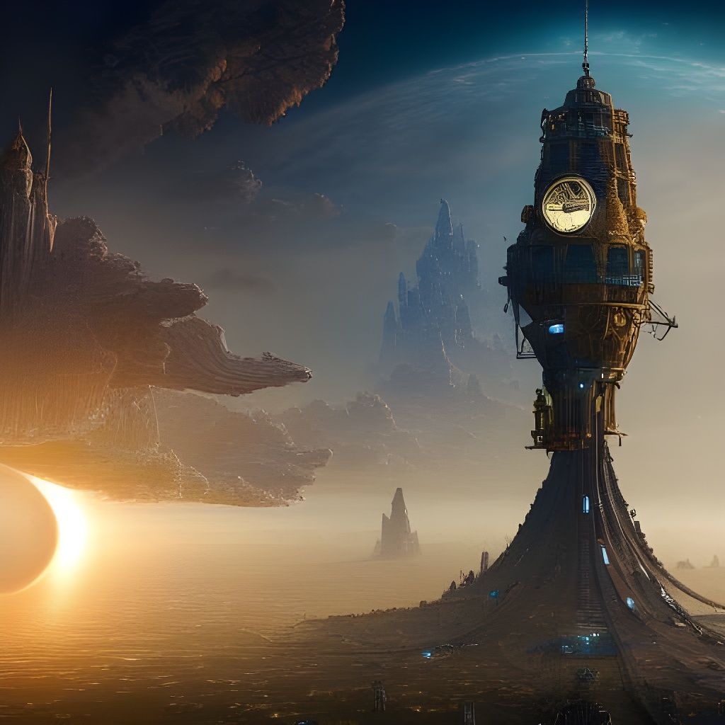 Steampunk Crystal Tower on Alien Planet