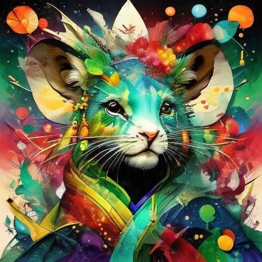 Inky Geisha Mice in Peppermint Snow Landscape