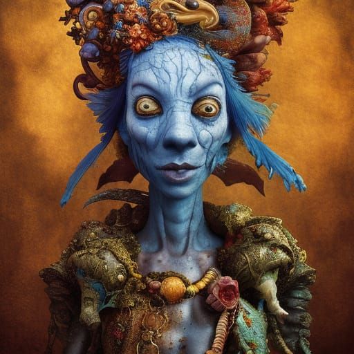 Gothic Baroque Smurf Portrait by Arcimboldo, Jewett, Gonzale...