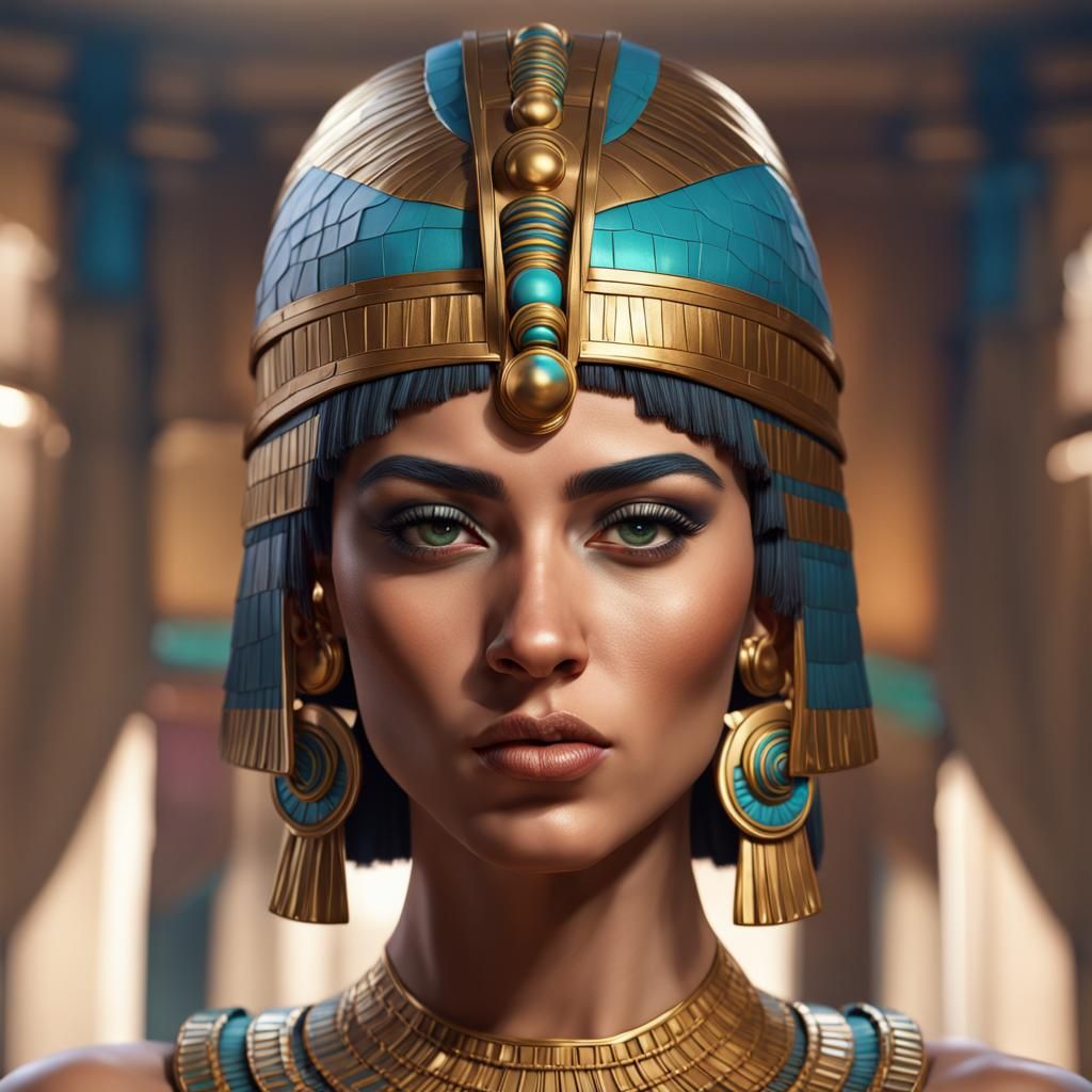 Hyperrealistic Portrait of Cleopatra as Splash Art