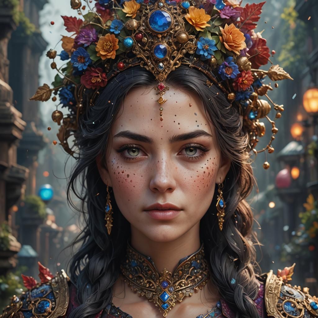 Pointillist Portrait Crafted from Dot Clusters