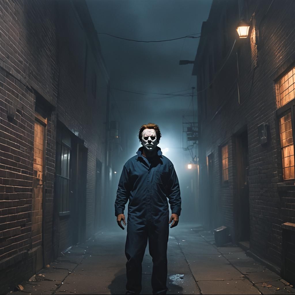 Ominous Figure in Alleyway with Dramatic Lighting