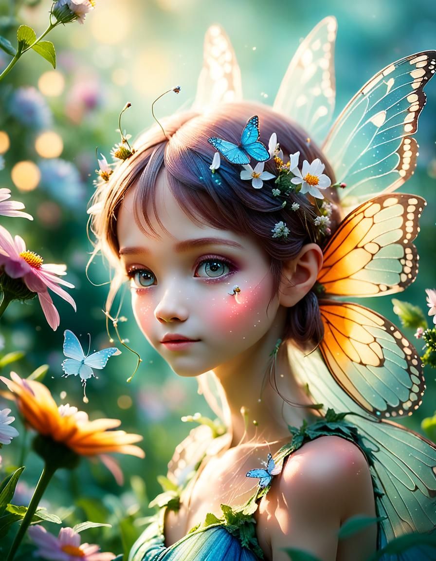 A fairy with butterfly wings