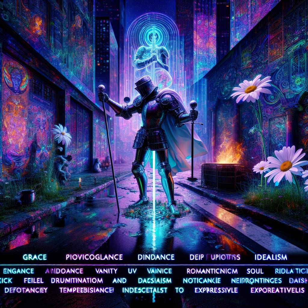 Knight of Cups Tarot Card in Psychedelic UV Light