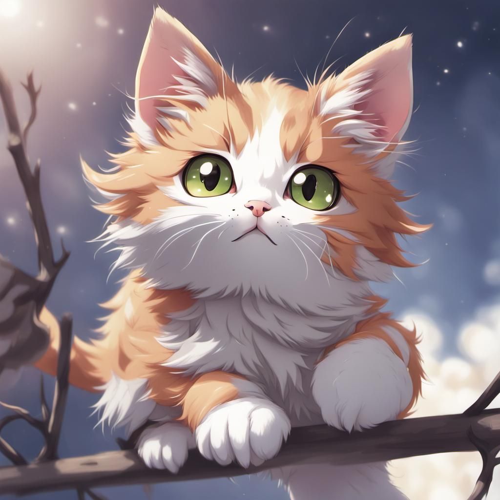 Calico Kitten in Anime Style