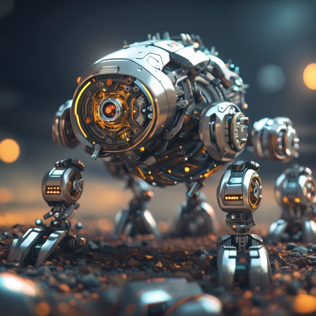 Futuristic Robot Crawler in Sci-Fi Landscape