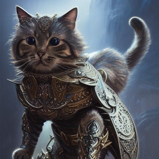 Armored Cat Fantasy Digital Art