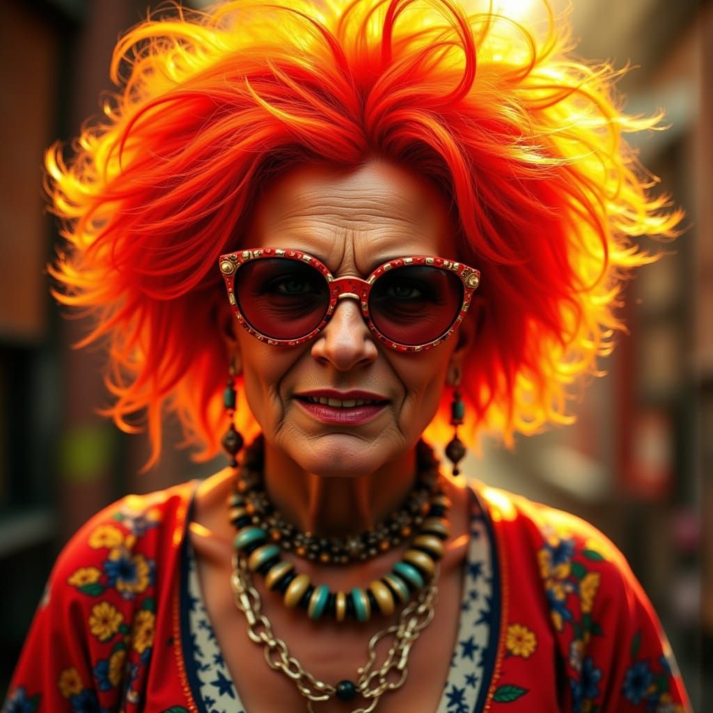 Fiery Meemaw Portraits in Hyper-Realistic Style