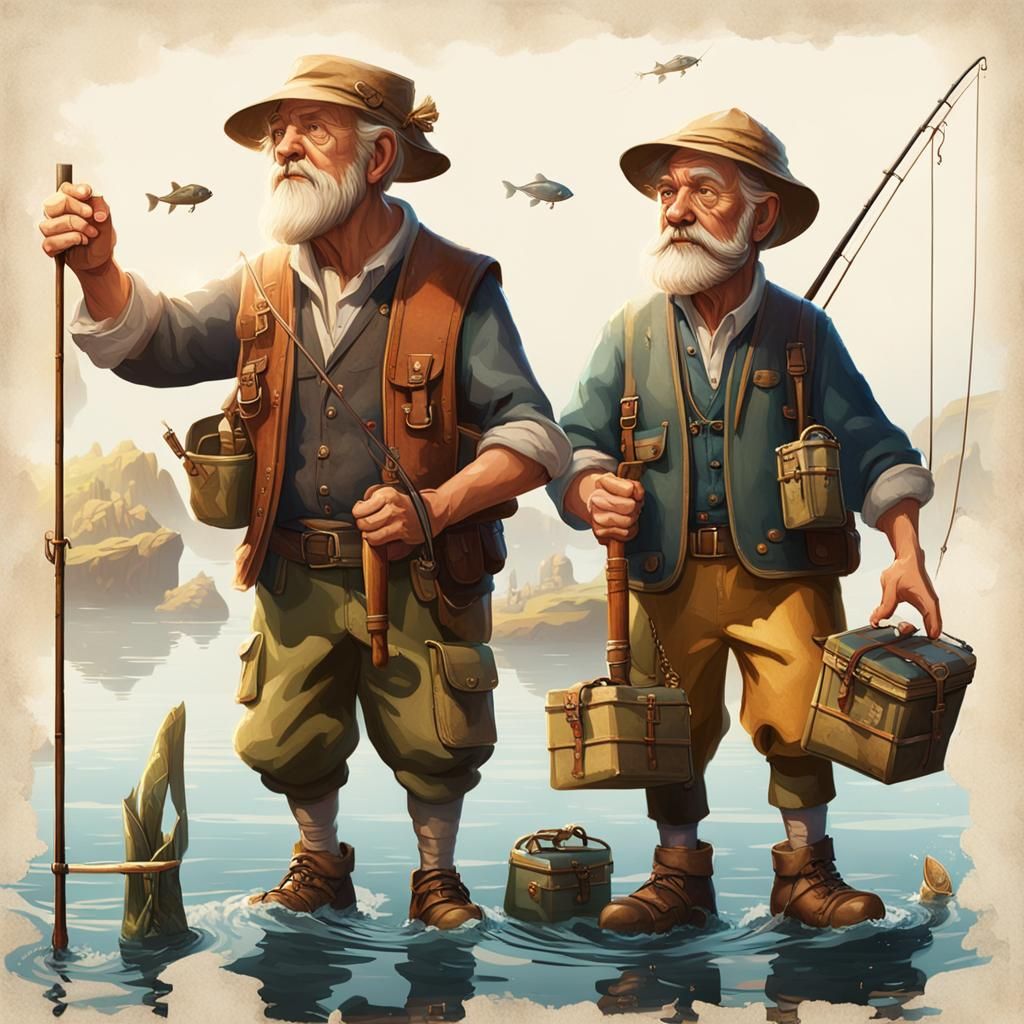 Candid Image of Two Fishermen with Natural Lighting