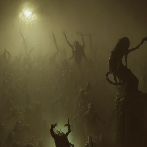 Zombie Virus Horror in Engraving Style