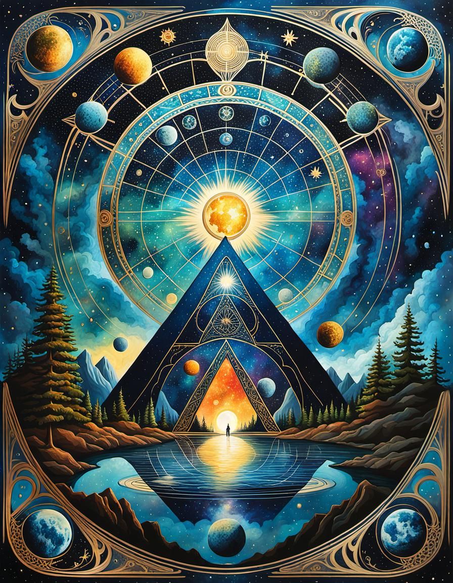 Surreal Tarot Card of Interconnected Worlds