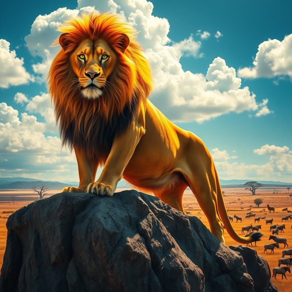 Lion of Fire: Regal Beast Rules Golden Savannah