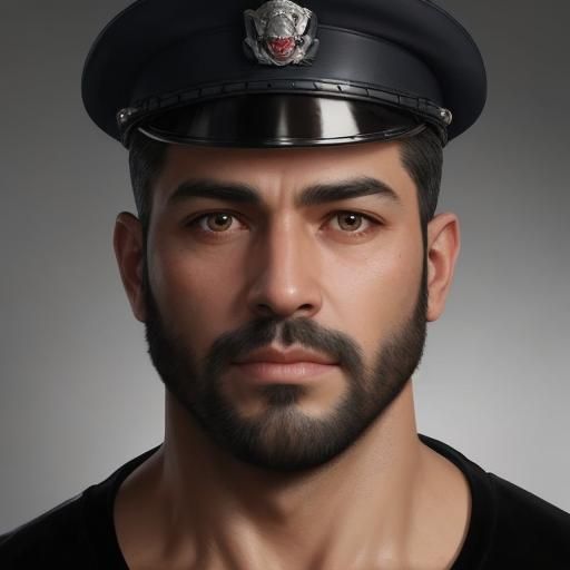 Handsome Policeman Portrait in Digital Art Style