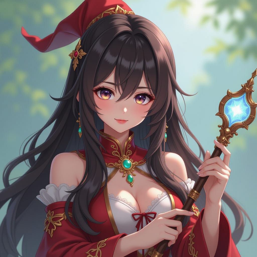 Anime Witch with Oracle Weapon in 3D Style