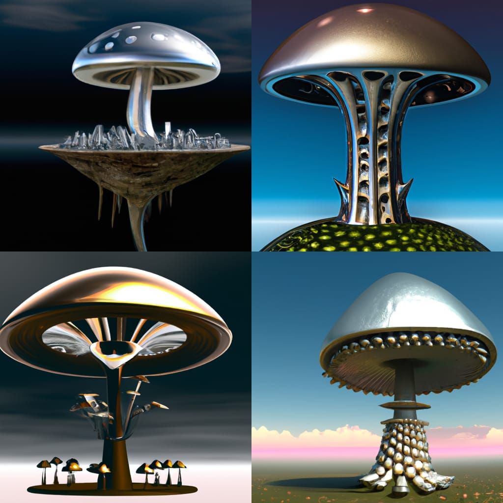 Futuristic Metal Mushroom Planetscape