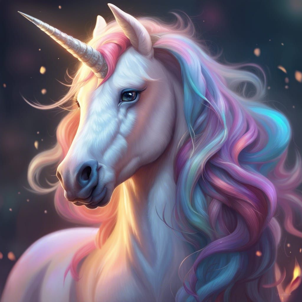 Magical Unicorn Portrait in Detailed Fantasy Style