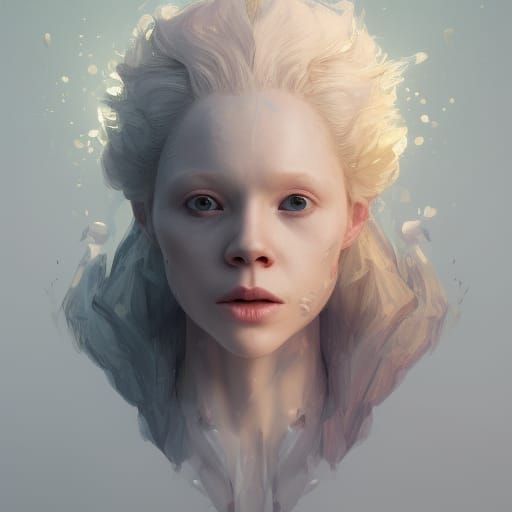Albinism Portrait in Hyperdetailed Concept Art Style