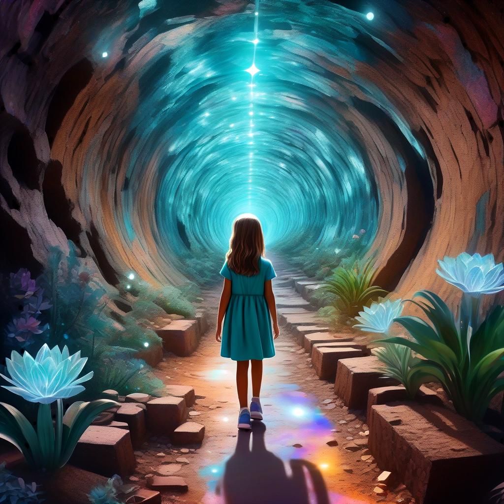 Crystal Gallery: A Cosmic Mixed Media Illustration