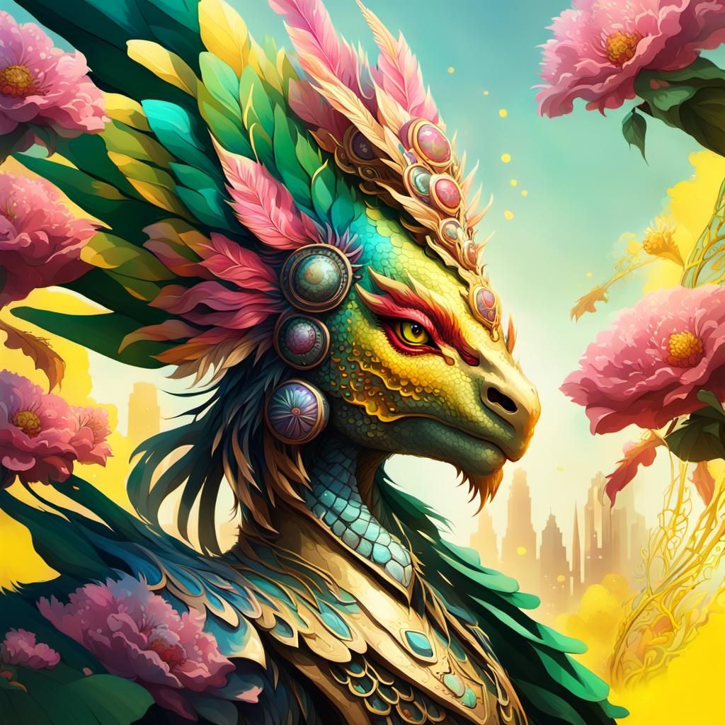 Dragon Peacock Woman in Sci-Fi Concept Art