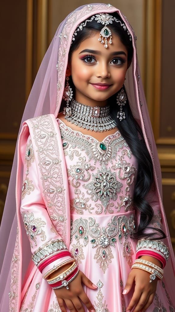 Regal Baby Pink Bridal Gown with Baroque-Inspired Patterns a...