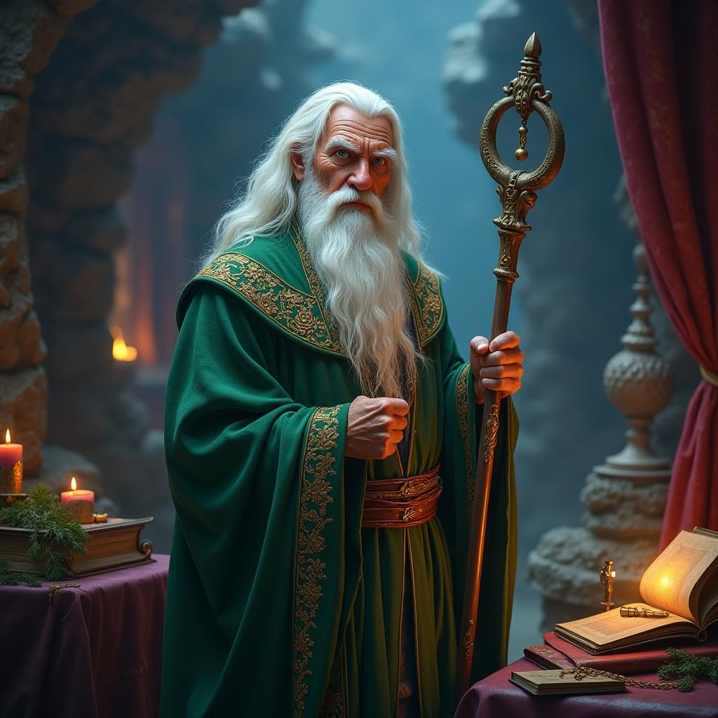 Wise Wizard in Enchanted Setting: Fantasy Concept Art