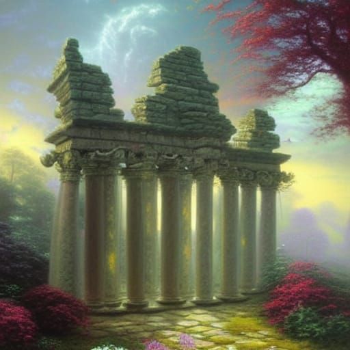 Ethereal Temple Ruins in Hyperdetailed Fantasy