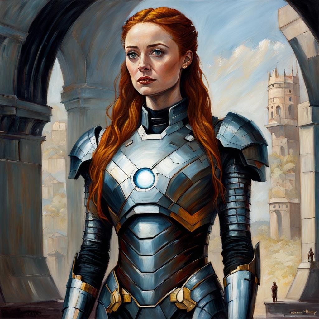Sansa Stark as Iron Man: Oil Painting
