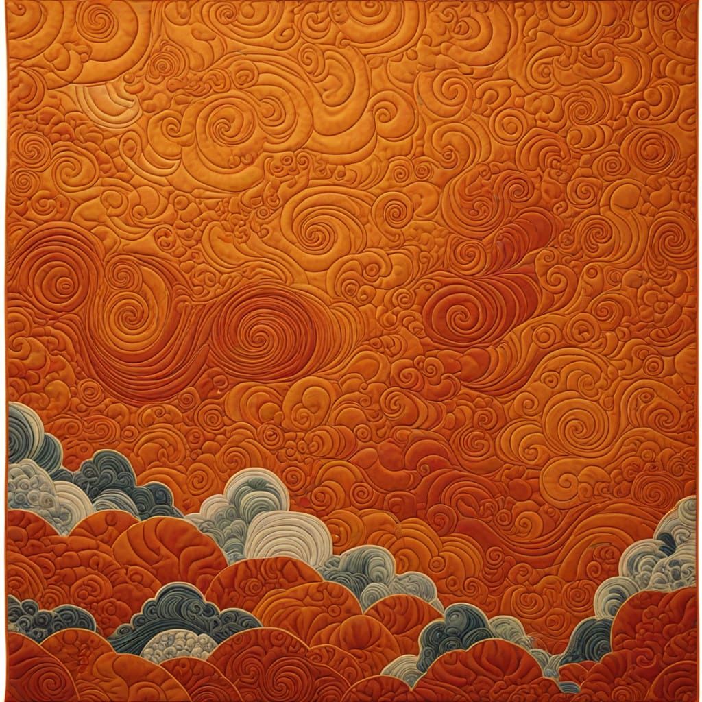 Vibrant Renaissance-Style Quilt with Marbled Patterns