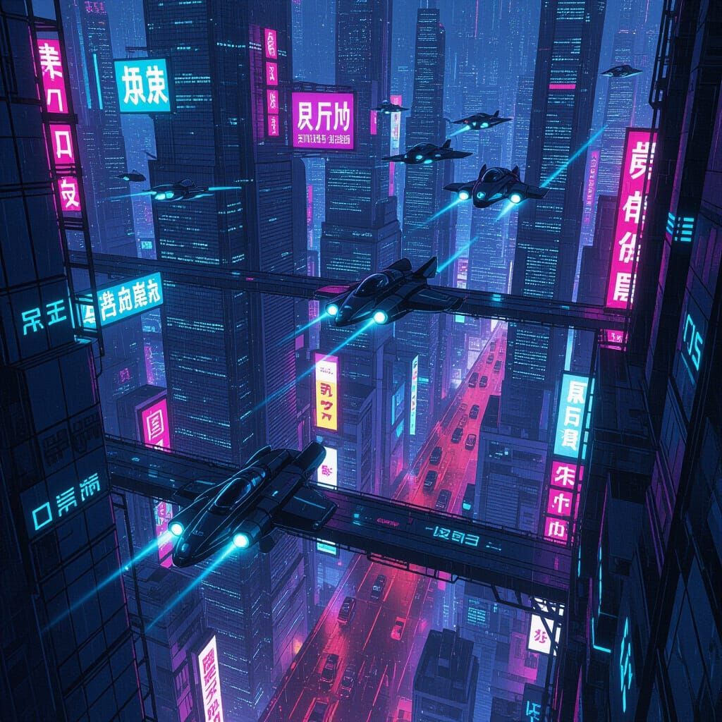 Cyberpunk Metropolis: Flying Cars and Neon Skyscrapers