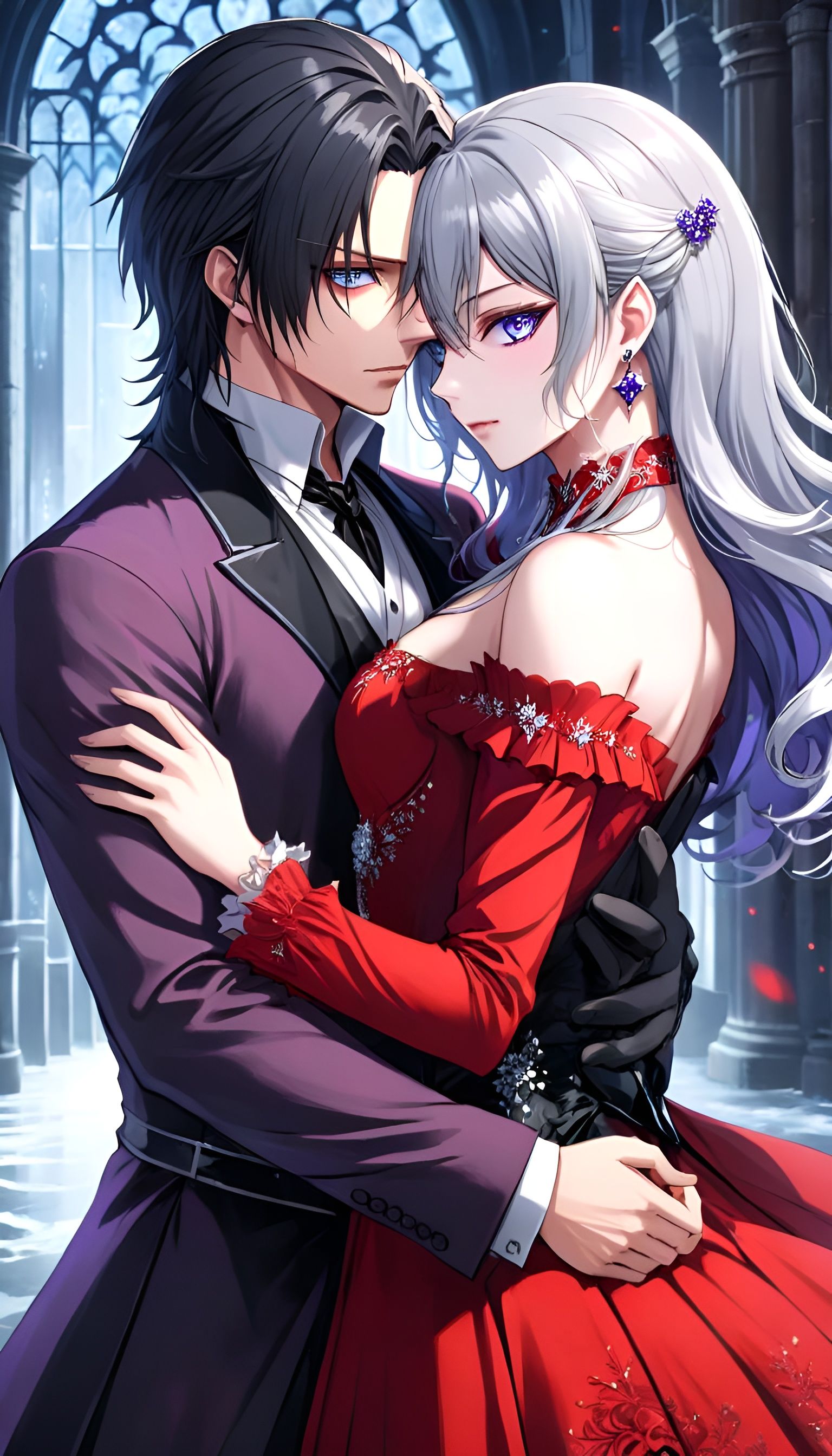 Anime Vampire Hunter Couple Embrace in 8K