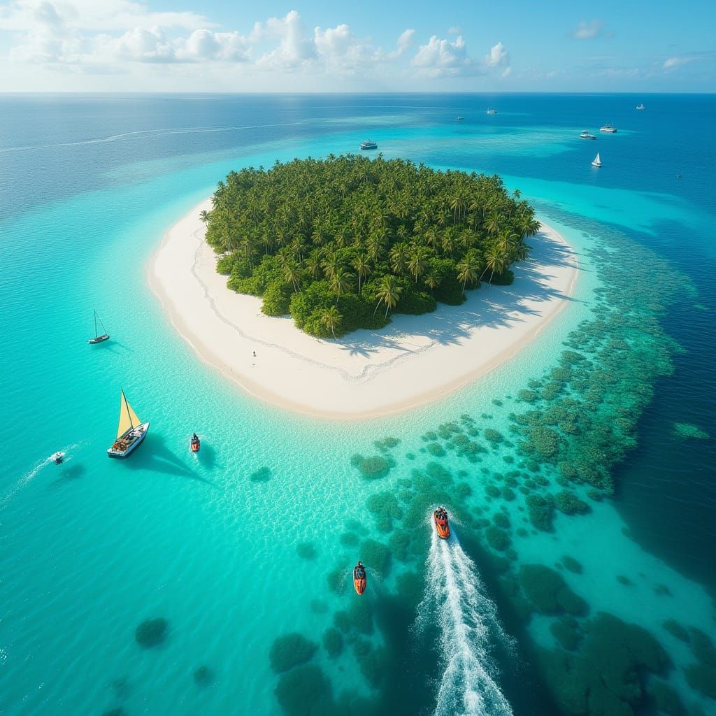 Heart Island Paradise with Underwater Waterfall