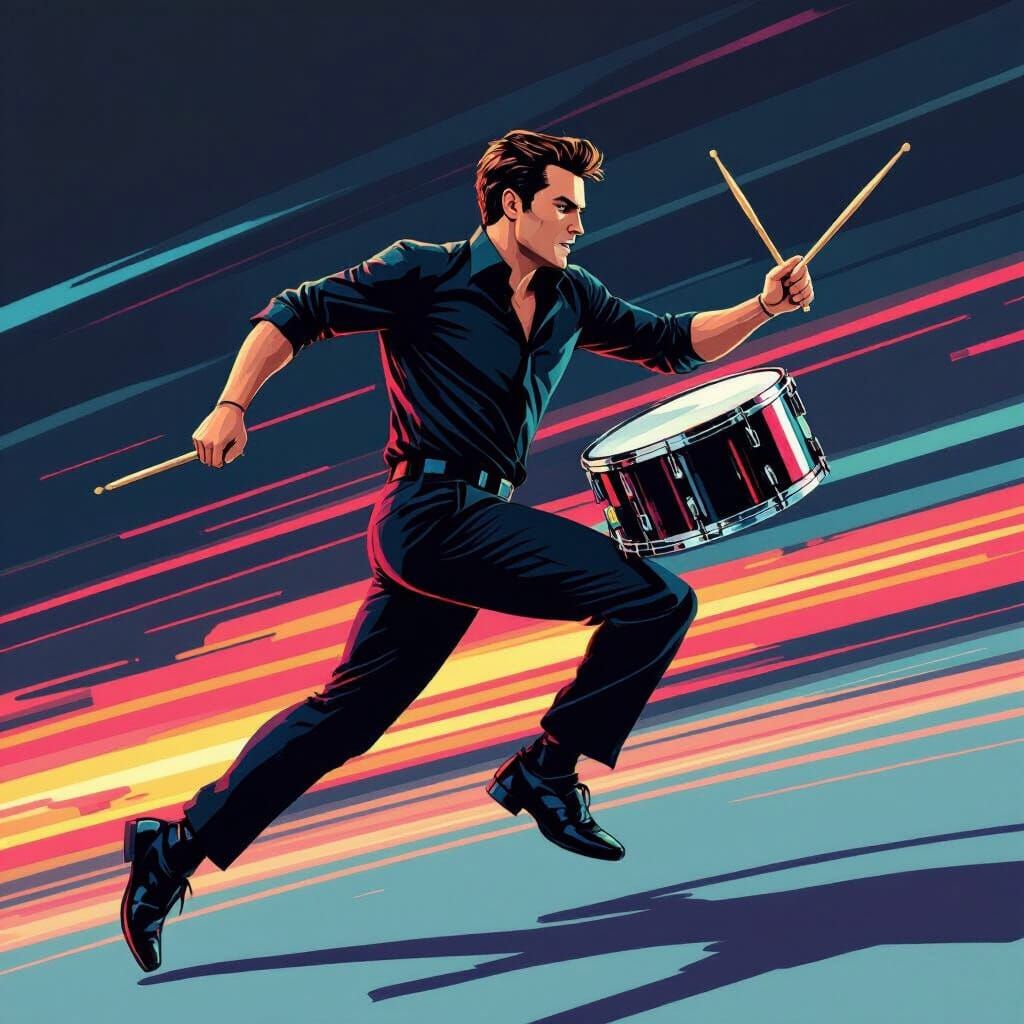 Max The Drummer Runs, Syd Mead Inspired Art