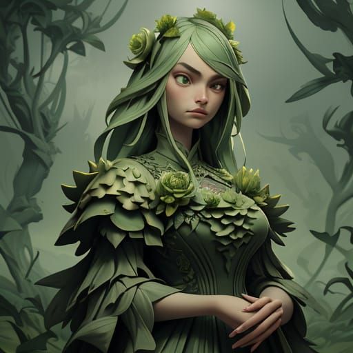Woman in Artichoke Dress Concept Art