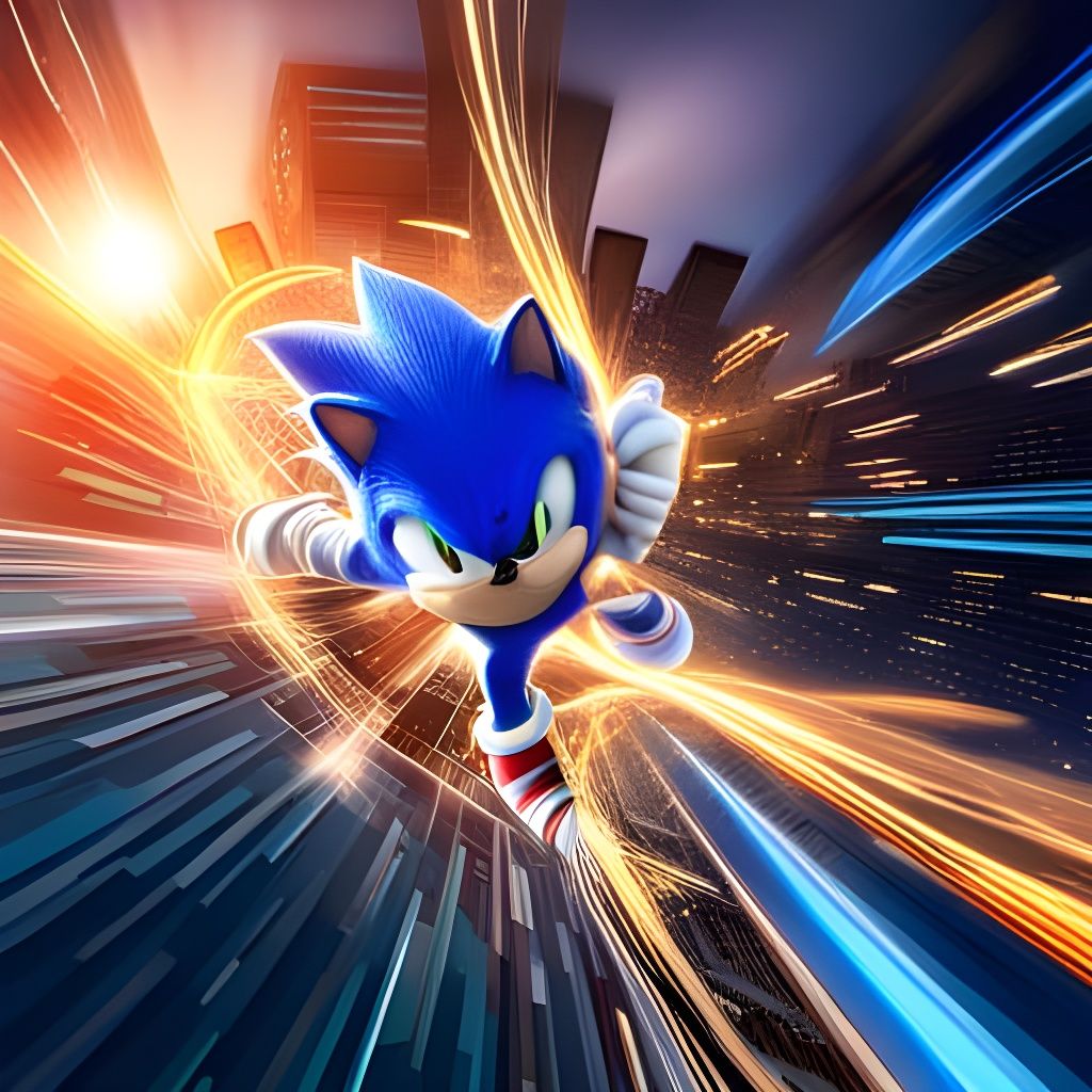 Sonic Hedgehog Car Crash in 3D Splash Art