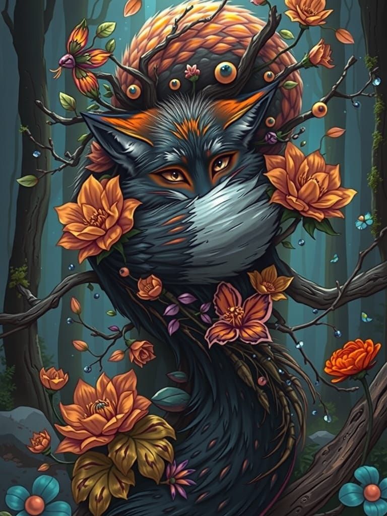 Whimsical Forest Fox in Vibrant Oil Painting Style