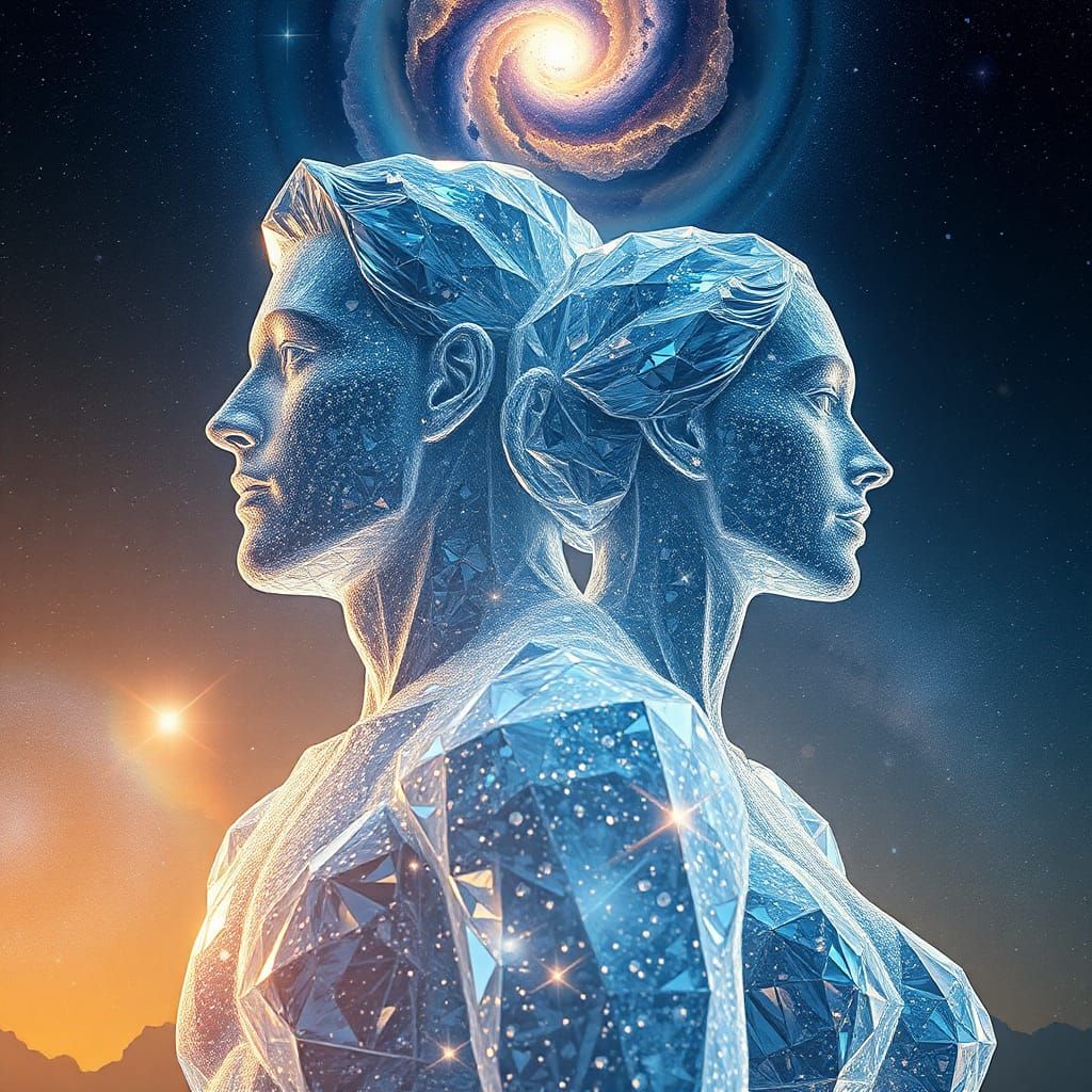 Diamond Figures Merge Under Starry Sky