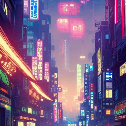 8 bit pixel art, neo tokyo cityscape 2048