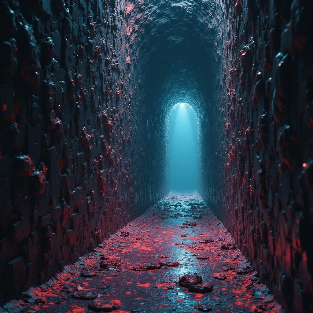 Surreal Horror Vacui Composition in Glitchcore Aesthetic