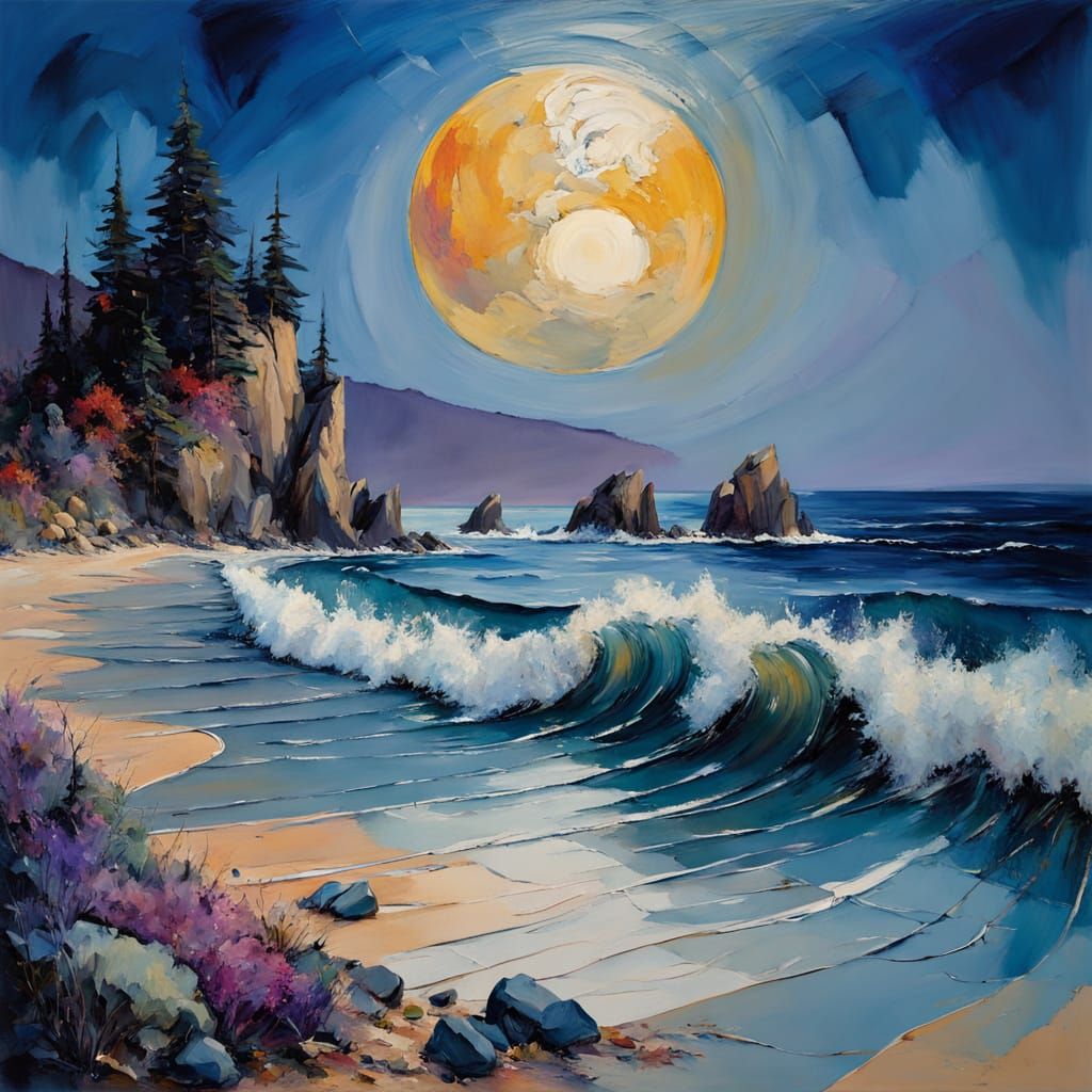 Dreamy Iridescent Beachscape at Dusk