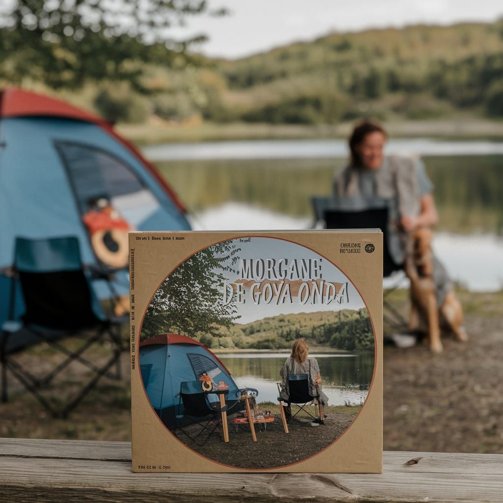 Vinyl Album Cover Art: Lakeside Camping Scene
