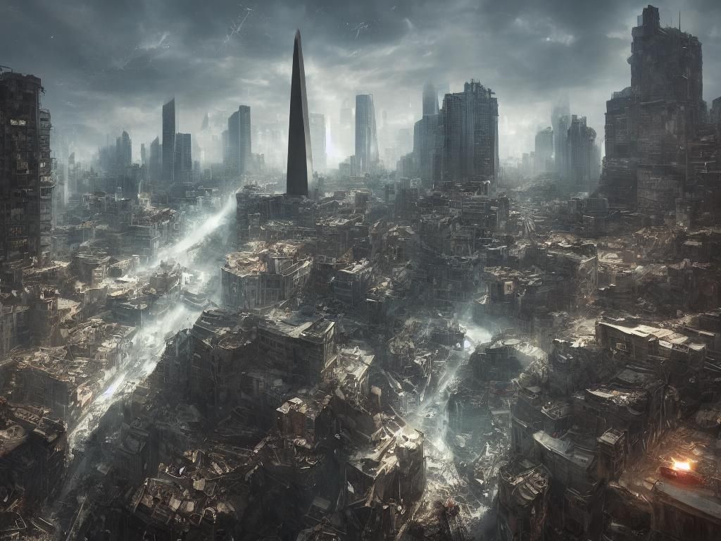 Dystopian Buenos Aires Obelisco in Ruins: Digital Art