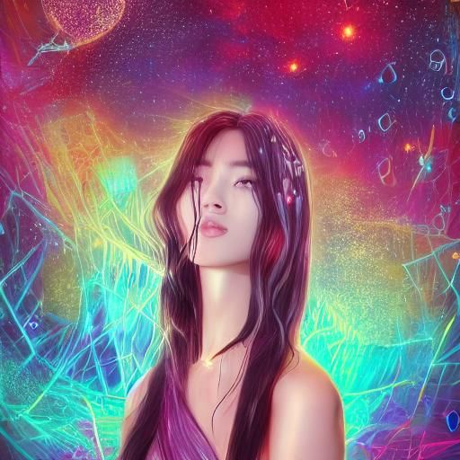 Opal Feminine Figure in Holographic Astral Style