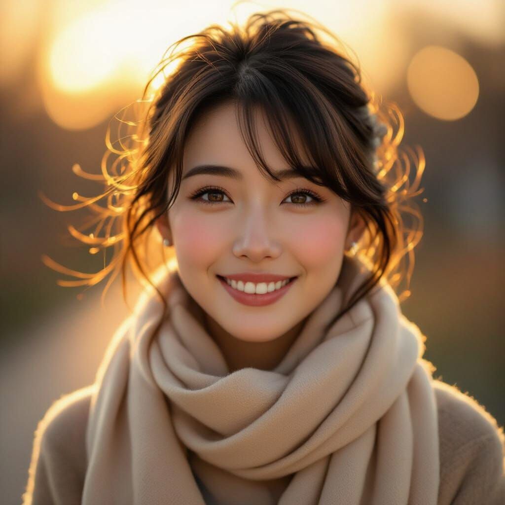 Gentle Smile in Golden Hour Sunlight