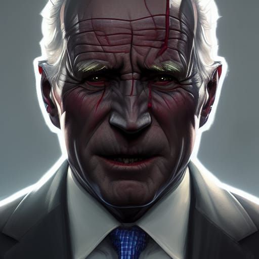 Demonic Biden Portrait in Dark Art Style