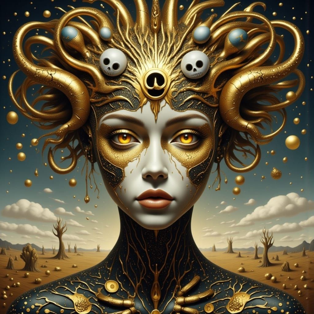 Ethereal Biomechanical Goddess in Surreal Style