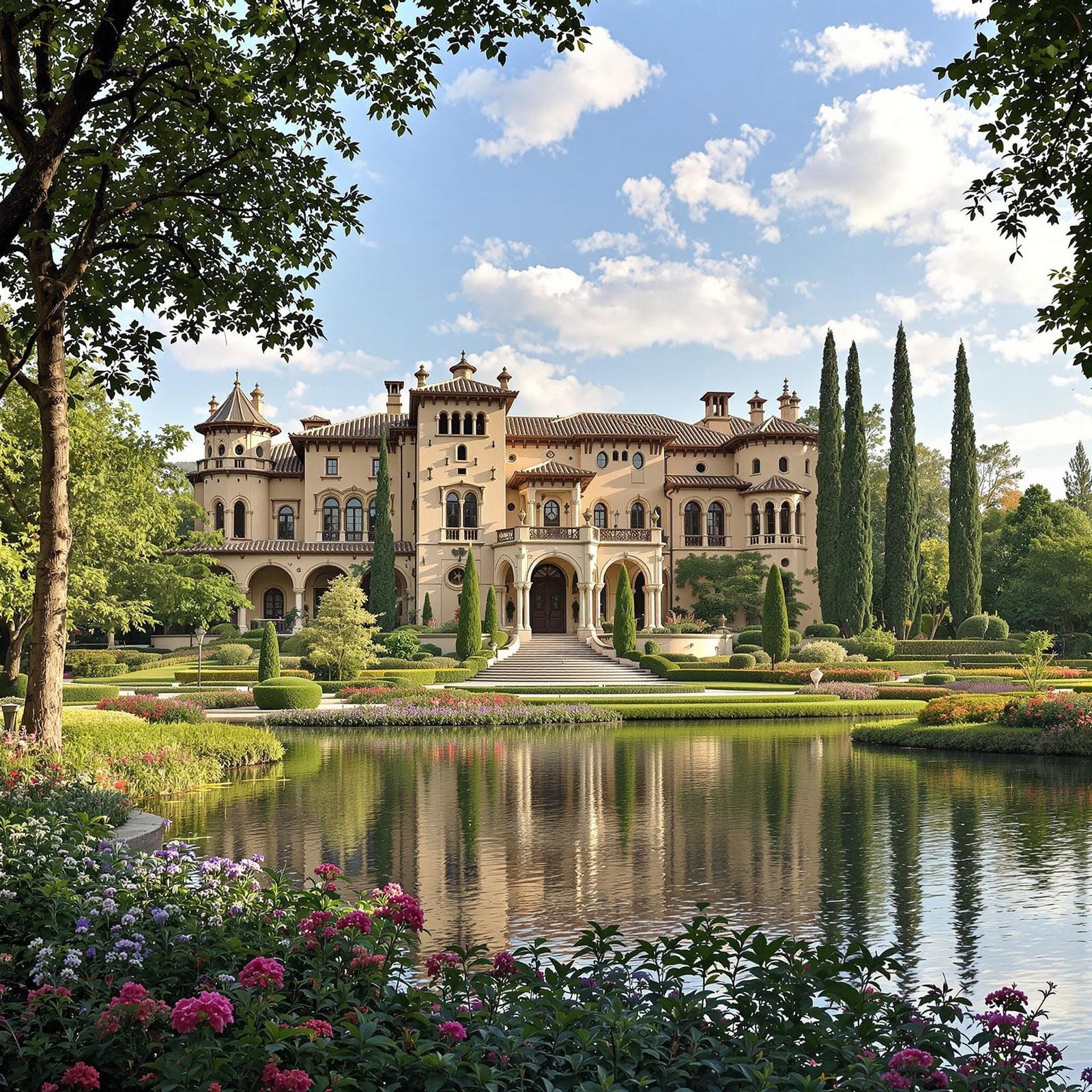 Spanish Mansion in Garden Park, Digital Art