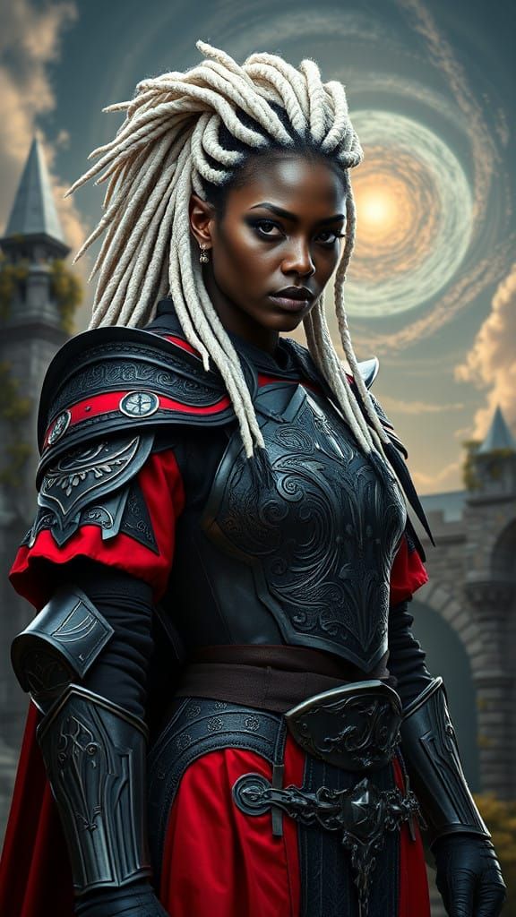 Regal Dark Elf Knight in Dramatic Armor, Cinematic Fantasy P...